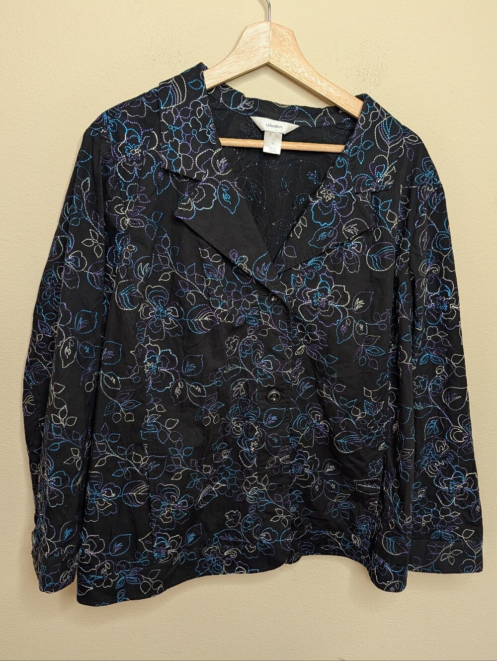 CJ Banks‎ Black Floral Embroidered Jacket 3X
